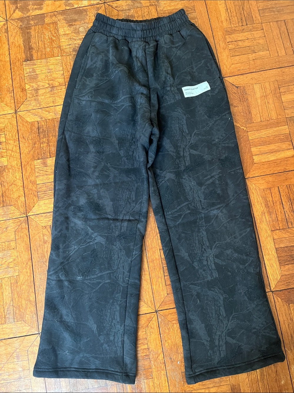 Women's Comfrt Black Camo Track Joggers with Elastic Waist
